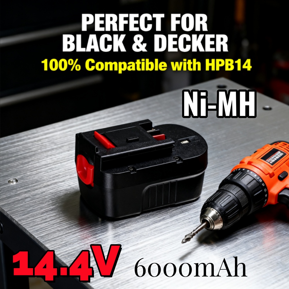 Black+Decker Tool Cordless - Batería Ni-MH mejorada de 14.4V y